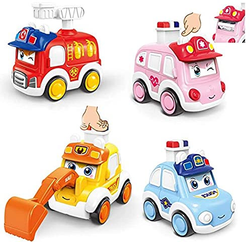 Baby Auto Spielzeug ab 1 Jahre Junge, 8 Stück Lastwagen Spielzeugauto mit Spielmatte & Aufbewahrungstasche, Press Go Spielfahrzeug Set für Kleinkinder Pull Back Auto Geschenk für Kinder 2 3 4 Jahr