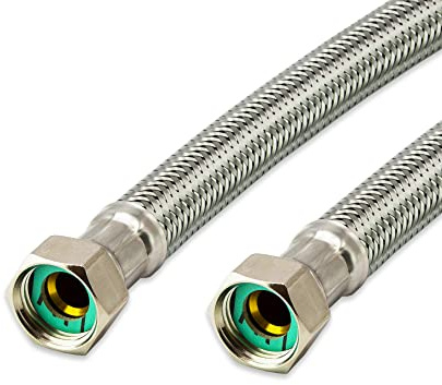 Flexslang i rostfritt stål – pansarslang, anslutningsslang för sanitär, uppvärmning, toalett, sol, vattenverk – tillverkad i Tyskland (1/2 tum ÜM x 1/2 tum ÜM – 50 cm, DN13)