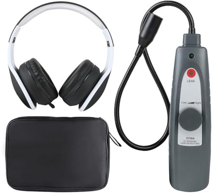Detector de Fugas ultrasónico, Herramientas de detección de Fugas Detector de Fugas de Aire de 40 KHz ± 2 KHz Buscador de Ruido automotriz con Auriculares Sensor Sensible de sonda de 420 mm