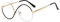 kachawoo Halbe randlose Brillen Null Diopter Brillenrahmen 8 S Form Metall Verschreibung Runde Anti Blaulicht Ray Brillen (black gold frame)