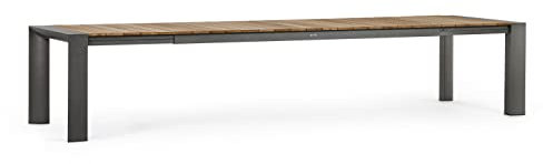 BIZZOTTO Ausziehtisch CAMERON 253/319/384x110 anthrazit aus Aluminium mit Latten aus Teak Holz
