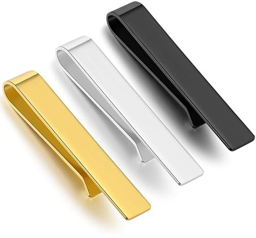 3er Pack Krawattenklammer, Krawattenklammern für Herre, Edle Metall Tie Clips für Anzug & Business, Stylisches Accessoire für Hochzeit & Festliche Anlässe