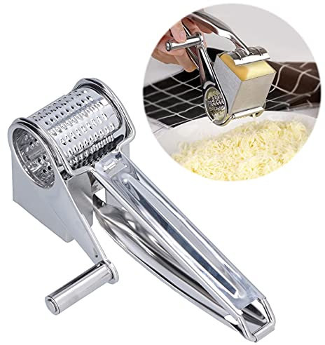 Käsereibe, Käsemühle Edelstahl, Parmesanreibe mit Kurbel Manuell, Manuelle Rotation, Hitzebeständig, Drehbare Edelstahl-Käsereibe, Schnellen und Sicheren, Für Käse, Nüsse, Schokolade