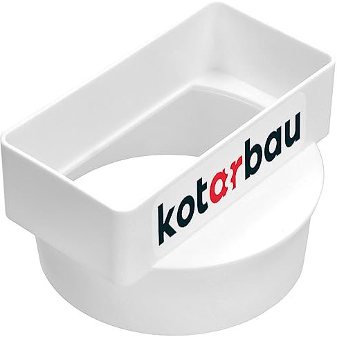 KOTARBAU® Übergangsstück Flachkanal auf Rundrohr Ø 100 mm Rechteckverbinder 110 x 55 cm Weiß Umlenkstück Lüftungssystem Abluftkanal Kanalverbinder aus Kunststoff