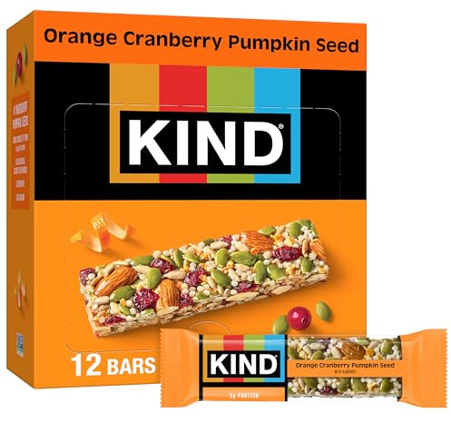 KIND Seeds Fruit & Nuts Snack Bar, Orange Cranberry | 5g Protein, High Fiber, Gluten Free Bars, 1.4 OZ, 12 Count