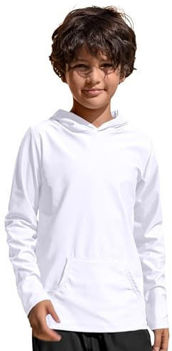 TIZAX Maillot de Bain Enfant Garçon T-Shirt Anti UV à Capuche Manche Longues pour Enfant UPF 50+ Rashguard Séchage Rapide avec Poche 4-14 Ans