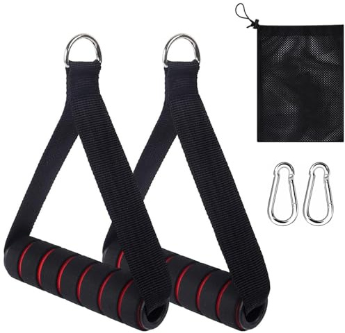 Kabeldraghandtag, 2 stycken enhandsgrepp, handtag för träningsband enhandsgrepp för motståndsband träningsband handtag med metall D-ring latsdraghandtag för hem gym dragning fitness styrketräning