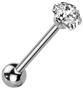 beyoutifulthings Zungen-piercing Herz-Zirkonia 6-mm Silber Clear Universal-Piercing Chirurgenstahl Barbell-s Stab-länge 16-mm