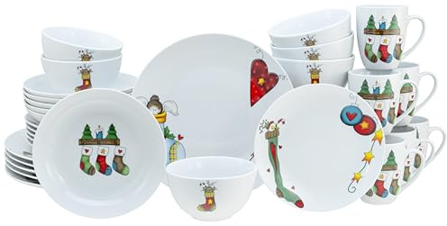 CreaTable, 21846-serien, månstrumpor, 30-teiliges presentset för 6 personer, kombiservice av Porzellan, tvättbara och mikrowellengeignet, kvalitetsproduktion