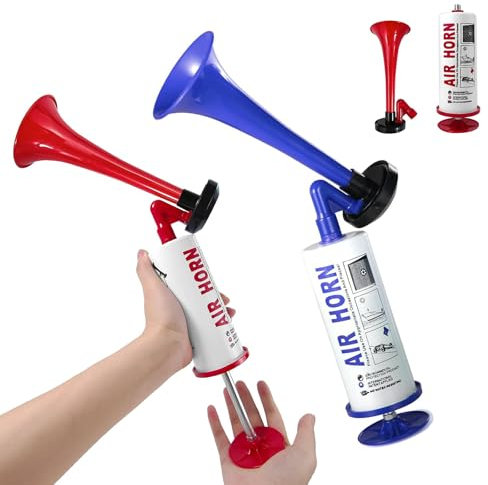 Fine jade2 2 Stück Airhorn Druckluft Hupe Druckluftfanfare Air Horn Extrem Laut Tragbare Krachmacher Horn für Sportveranstaltungen Bootfahren Partys Geburtstage Camping Graduierung Blau