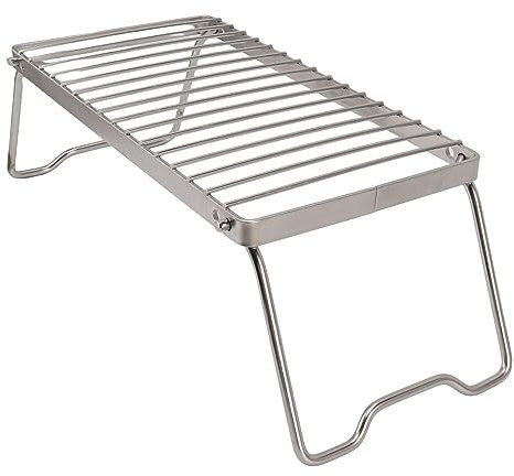 FLEXMAN Folding Camping Grate, 12 X 15 X 38cm Portable Stainless Steel Folding Camping Grill Stand Adjustable Camp Fire Cooking Racks for Outdoor Travel, Camping, Picnic