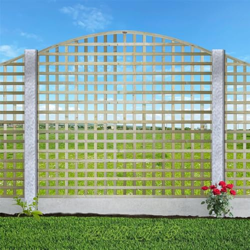 Premier Arch Pack of 5 6x5ft (W: 6ft x H: 5ft) Frameless Rough-Sawn Square Trellis Pressure-Treated Garden Panel with 60-70mm Privacy Squares Fence Topper/Wall Art Width 1828mm x Height: 1500mm