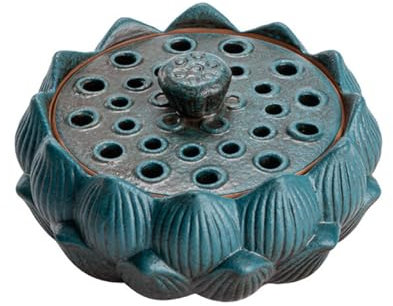 HAJHI Style Chinois Pot à Ail Cuisine Stockage Pot à Oignons Gingembre 4in Pot de Stockage D'ail pour Barbecue Pique-Nique En Céramique Respirant Décoration(Bleu)