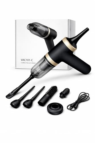 Aspiradora de mano potente 12000 PA.Aspirador y Soplador sin cable.Accesorios coche.Aspirador coche potente.Limpiador de tapicerías/teclados/pelos de mascota.Carga USB. Dos Niveles de Succión.