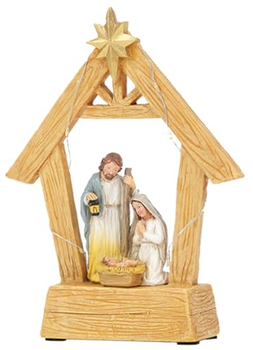 Juego de belén – Establo de Navidad con Luces, decoración de Mesa de Interior | Excelente Estabilidad para exhibición del hogar, de Temporada para Sala de Estar, Dormitorio, decoración