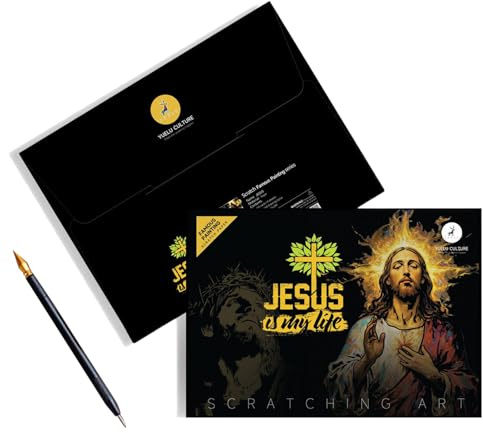 MWZBTG Jesus-Kratzbild-Set, 41.3x29.3cm Kratzbilder Kunst Jesus, Kratzpapier, Kratzbilder Jesuss, Kratzkunst Set, Kreatives Bastelset Kratzkunst Jahren Jugendliche Kirche, Sonntagsschule Familien