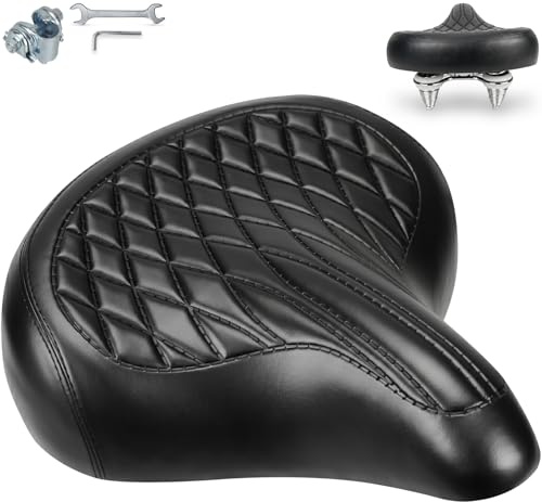 Wareet Cómodo sillín de bicicleta para hombre y mujer, sillín ancho y suave, acolchado ergonómico, asiento de bicicleta de repuesto universal para bicicleta de ciudad, bicicleta de montaña, bicicleta