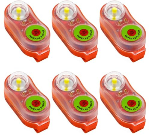 Luce per giubbotto di salvataggio, luci per giubbotto di salvataggio da 6 pezzi, luci di emergenza stroboscopiche attivate dall'acqua per di marine e acquatiche