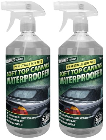 One Chem Soft Top Canvas Waterproofer, 2 x 1 Litre, Acid-Free, Repels Water and Dirt, Revives and Protects Fabric Convertible Roofs