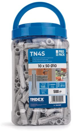 Index Fixing Systems TN4S EP Taco de Nylon de 4 Segmentos para Todo Tipo de Materiales, 8 x 40 mm, Set de 500 Piezas