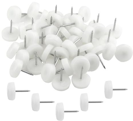 TOVOT 100PCS 16MM Nail-on Furniture Feet with Storage Box Chair Feet Protectors White Gliders Floor Protectors for Hardwood Furniture(16×5×20MM)