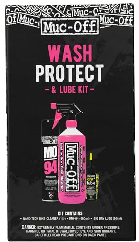 Muc-Off Wash, Protect & Lube Kit | Complete Bike Cleaning & Maintenance Kit | Includes Nano Tech Bike Cleaner, MO-94 Protect Spray & Dry Chain Lube