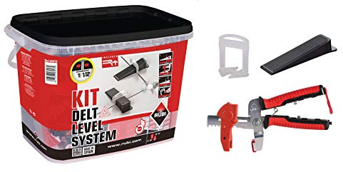 Rubi Tools Delta Tile Leveling System Kit with 1/16 Inch Clips, Wedges and Red Pliers- 03914