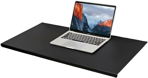 Leder-Schreibunterlage, Großes Mauspad mit Kantenschutz, Gasserdicht, Glatte Schreibunterlage für Laptop-Tastatur, 80x40 cm, Schwarz