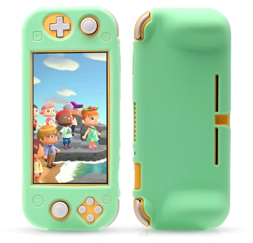 HEATFUN Silikon-Schutzhülle für Nintendo Switch Lite, Schutzhülle für Nintendo Switch Lite, mit Displayschutzfolie und 6 Daumengriffen, Grün