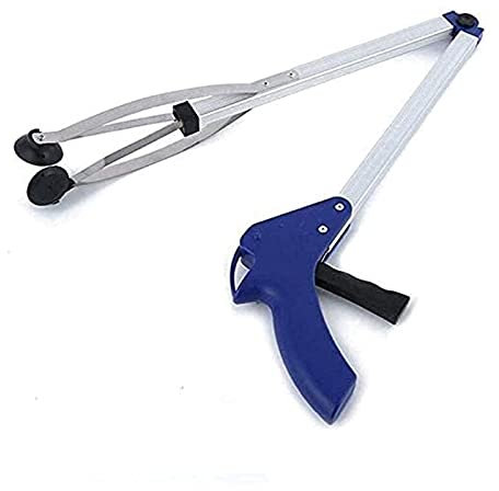 Raccoglitore di rifiuti, pinza per rifiuti pieghevole in lega di rifiuti domestici per raccolta di rifiuti di foglie da giardino/lavello/strumenti di raccolta dei rifiuti di scarico 032 (argento blu)