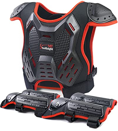 StarknightMT Kids Dirt Bike Gear - Youth Motorcycle Riding Protective Gear ATV Chest Protector Motocross Armor Suit for Boys Girls Mountain Biking Cycling, Red