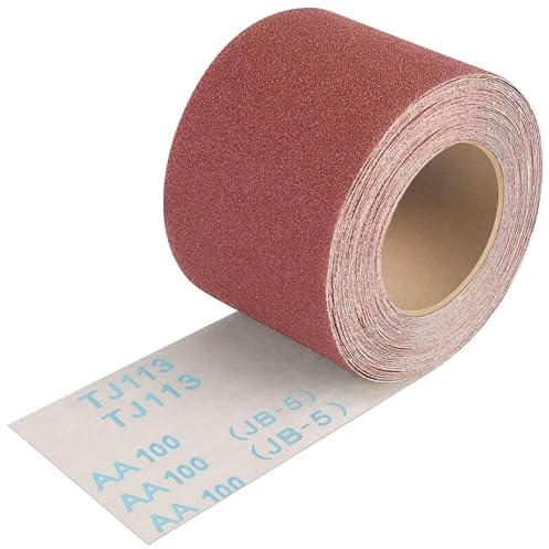 Shineboc Rollo de Papel de Lija Grano 100, 93 mm x 10 m,Lijador de Corindón Paño Suave Papel de Lija Para Trabajos en Madera Metal Acero y Acero Inoxidable