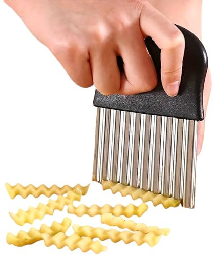 CHEFZOCO Cortador Ondulado, Cortador de Patatas, Cortador de verduras, cortador en ondas, cuchillo de ondas, Corta papas onduladas, Pelador patatas fritas, utensilios de cocina, Mango plástico