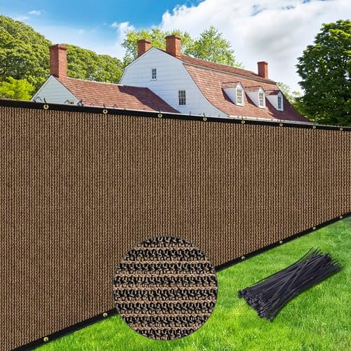 UPGRADE Privacy Screen Fence 5' x 50' Commercial 220GSM Fence Panel with Brass Grommets Heavy Duty Perfect for Outdoor Back Yard-Brown, Customizable