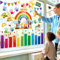 decalmile Inspirational Rainbow Colorful Pencils Double Sided Window Clings Back to School Window Decals Anti-Collision Kids Window Stickers for Glass