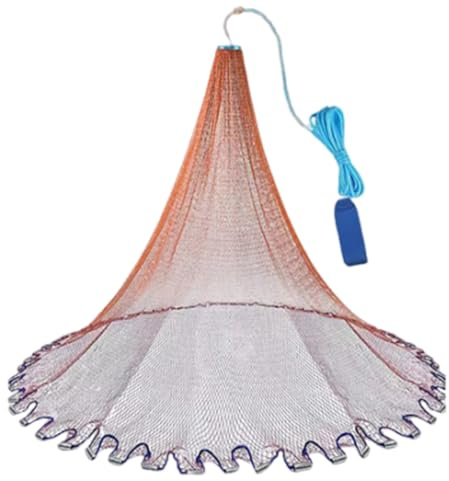 Rete da pesca per la pesca in nylon reti da pesca con lancio a mano Sinker Fishnets diametro da 1,8 metri a 7,2 metri, adatta per fiumi e laghi (2,4 m