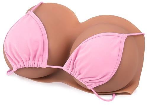 Vnmcry Silikonbröstform Blandad Fyllning av Bomull & Gel V-halsad Tube-top Realistisk Brystplatta Falska Bröst Män Transvestiter Transpersoner (E cup, Storlek XL, Brons)