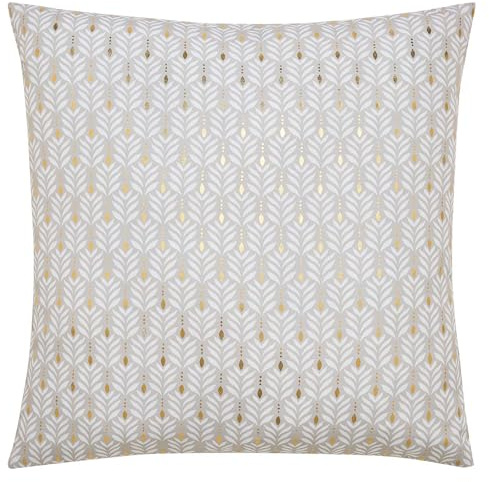 Douceur d'Intérieur, Coussin Déhoussable (60 x 60 cm) Piana Naturel, Polyester Imprimé Métallisé