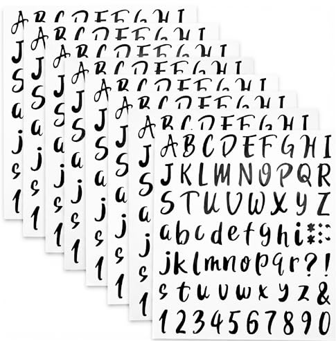 Mr. Pen- Letter Stickers, 1 Inch, 8 Sheets, 576 pcs, Black