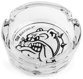 THE BULLDOG-Posacenere in Vetro Trasparente – Design Bulldog Stampato – Robusto e Pesante, Ideale per Bar, Locali e Casa