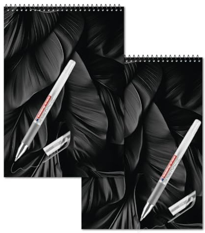 Staufen Papique x Edding Black – 2 ritblock svart DIN A5 med 2 edding gelroller silver – 80 ark svart 80 g/m² papper vardera