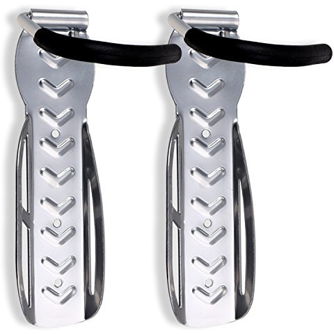 Schramm® 2 Stück Fahrradhalter Wandhalterung in 6 Farben wählbar Fahrradhalterung für 2 Fahrräder Wandhalterungen Wand Halterungen Halterung Fahrradständer, Farbe:Silber