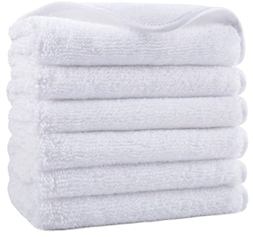 Polyte - Toalla para la Cara de Microfibra superabsorbente antipelusa - Blanco - 33 x 33 cm - Pack de 6