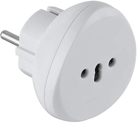 Electraline 70057 Adaptateur de voyage Suisse/Italie/Brazil vers France/Europe, blanc
