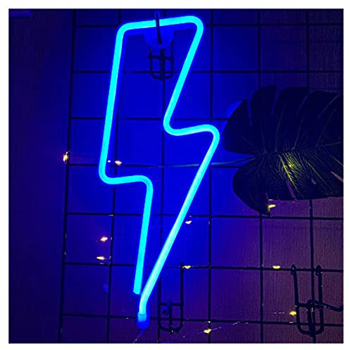 ENUOLI Lightning Bolt Neon Light Blue Color for walls USB/Battery Powered Neon Night Lights Lightning LED Lights up Signs for Bedroom Game Room Decoration