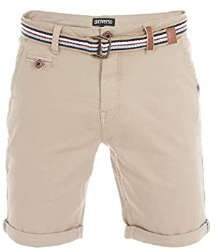 riverso RIVKlaas - Pantalones Cortos Chinos para Hombre, Corte Regular, Bermuda, Pantalones Cortos de Verano, 98% algodón, Verde, Rojo, Azul, Beige, Gris, W30 - W42 - Middle Beige (60301) - W34