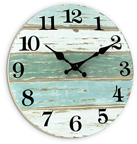 CHYLIN Wall Clock Battery Operated Silent Non-Ticking Nautical Theme Clock for Bathroom, Kitchen, Home, Office, Living Room, Bedroom (10 Inches, Blue Gray)