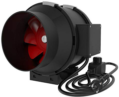 Rörfläkt 200 mm anslutning 130 W odlingsfläkt, fläkt, frånluftsfläkt för odlingstält, industriventilation, dimbar 2,4 m kabel, EU-kontakt (1 000 m³/h (justerbar))