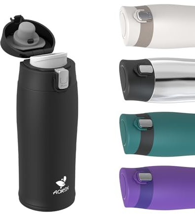 AORIN Borraccia Termica, Borraccia in Acciaio Inox 18/8, 350ml Borraccia Bambini, Bottiglia Termica Senza BPA e Perdite, Thermos per Sport, Outdoor e Pendolarismo con 2 Coperchi