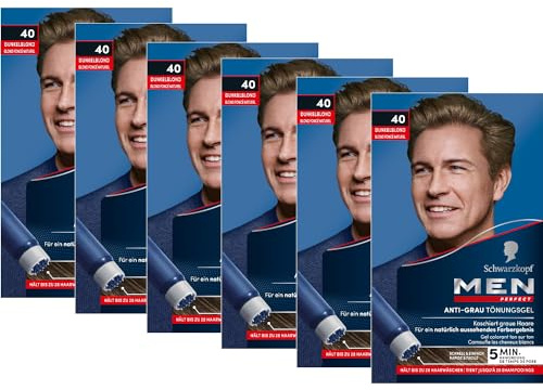 Men Perfect Anti-Grau Tönungs-Gel 40 Dunkelblond (6x 80 ml), Haarfarbe für Männer blendet graue Haare aus, Anti-Grau Tönung für ein natürlich aussehendes Ergebnis